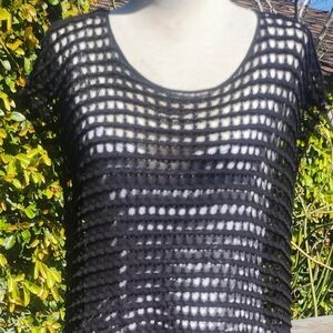 Eileen Fisher Black Open Knit Top